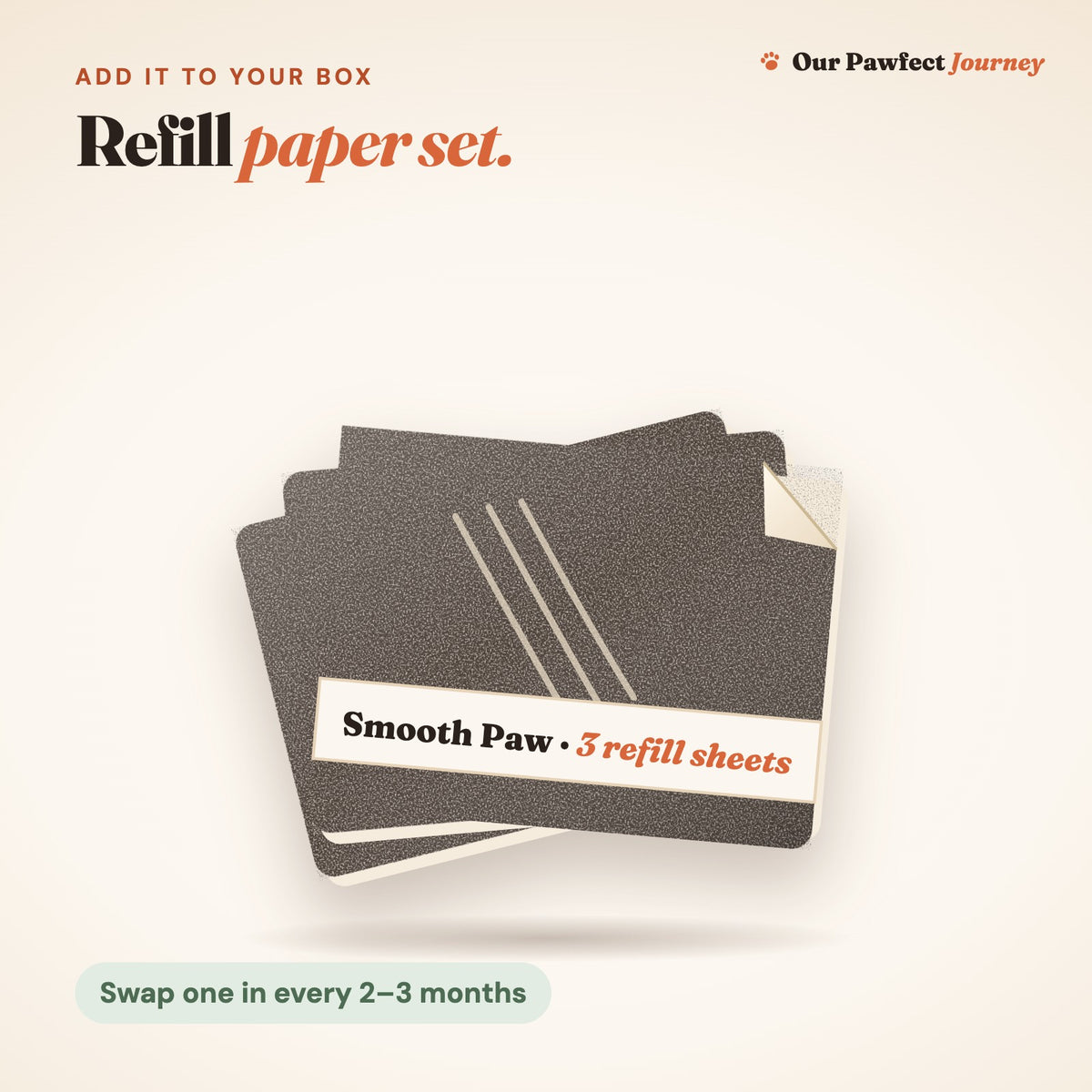 Three fine-grit sandpaper refill sheets, cut to fit the box