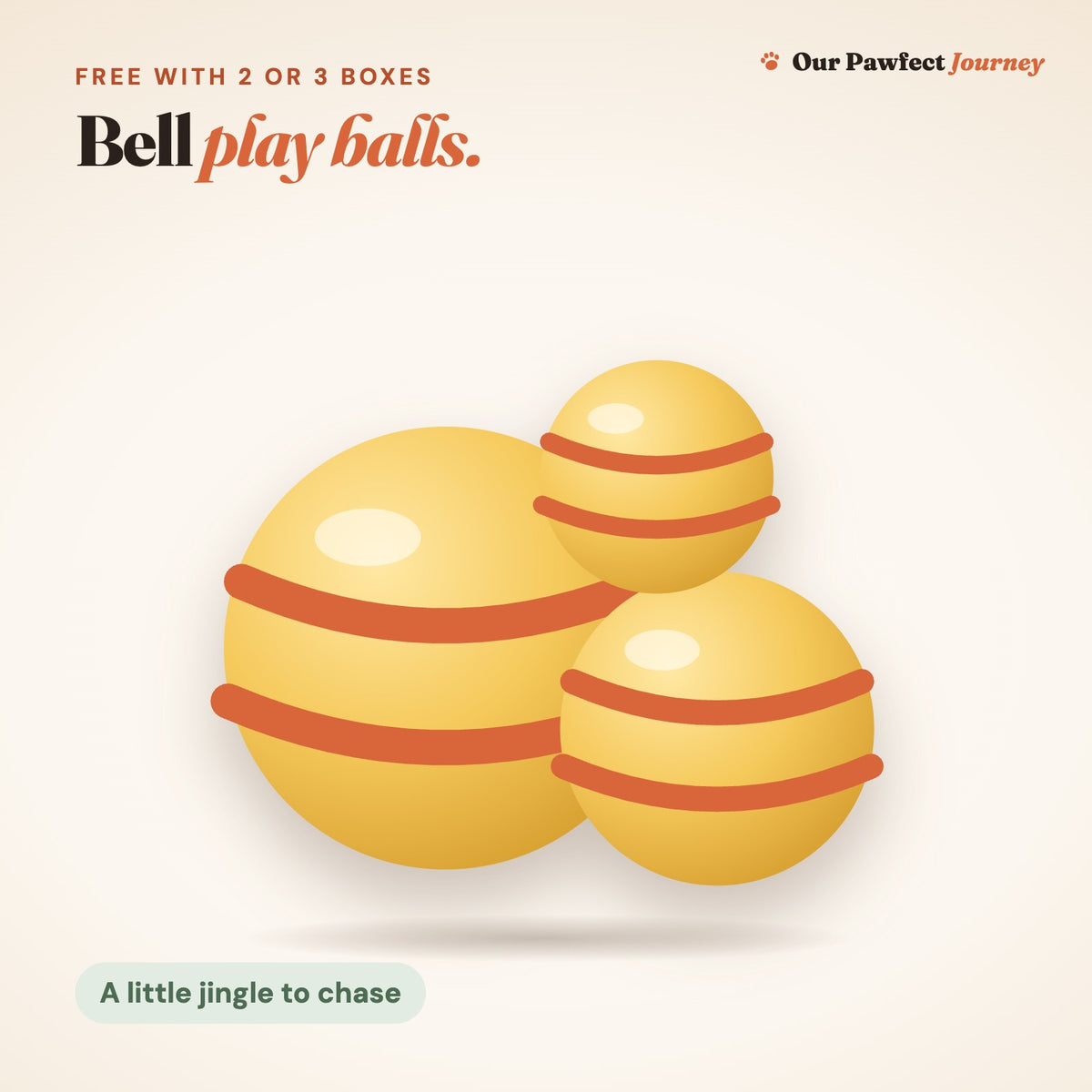 Three striped bell play balls